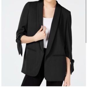 Bar III Elegant Black Blazer with Tie Accents